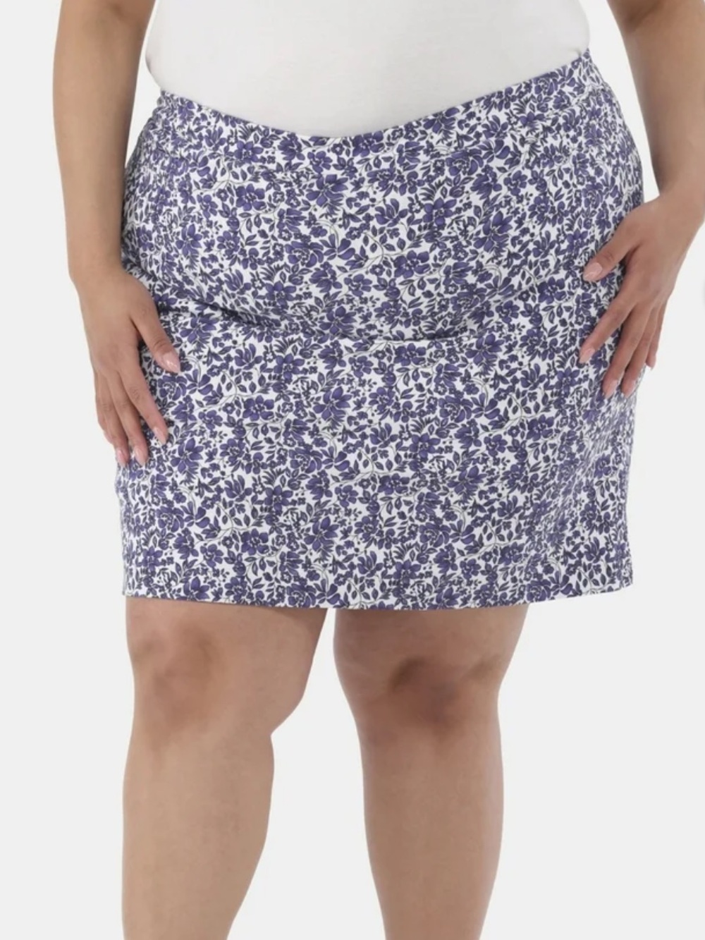 Just My Size JMS Women’s Floral Stretch Knit Skort - Indigo/White, Size 2X, NWOT